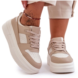 FJ1 Női sportcipők hatalmas platformon, bézs színű Belisso FJ1 Női sportcipők hatalmas platformon, bézs színű Belisso
