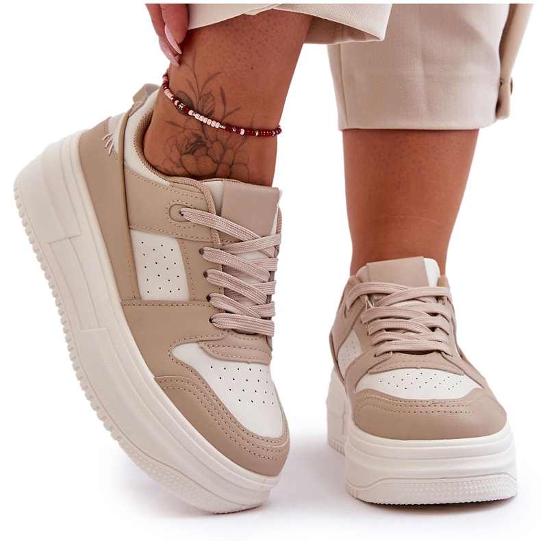 FJ1 Női sportcipők hatalmas platformon, bézs színű Belisso