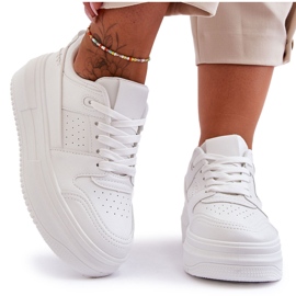FJ1 Női bőr sportcipők hatalmas platformon, fehér Belisso FJ1 Női bőr sportcipők hatalmas platformon, fehér Belisso