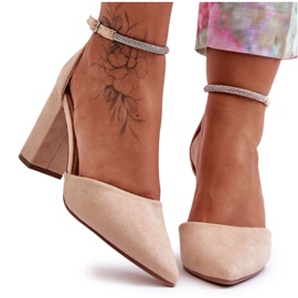 Velúr szivattyúk strasszokkal bézs gyémánttal