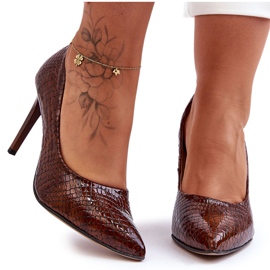 Lewski Shoes Divatos bőr magassarkú Lewski cipő 2659 barna