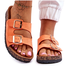 Női slip-on papucs parafa talppal, narancssárga