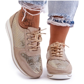 Bőr sportcipő perforációval S.Barski AL22246 arany aranysárga Bőr sportcipő perforációval S.Barski AL22246 arany aranysárga