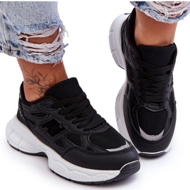 FG2 Divatos női sportcipők fekete hálóval, fekete Velence