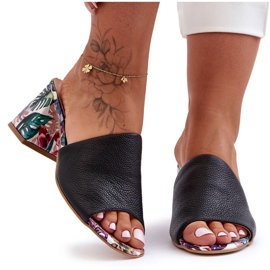 Lewski Shoes Női bőr magassarkú Leski cipő 3209/K fekete