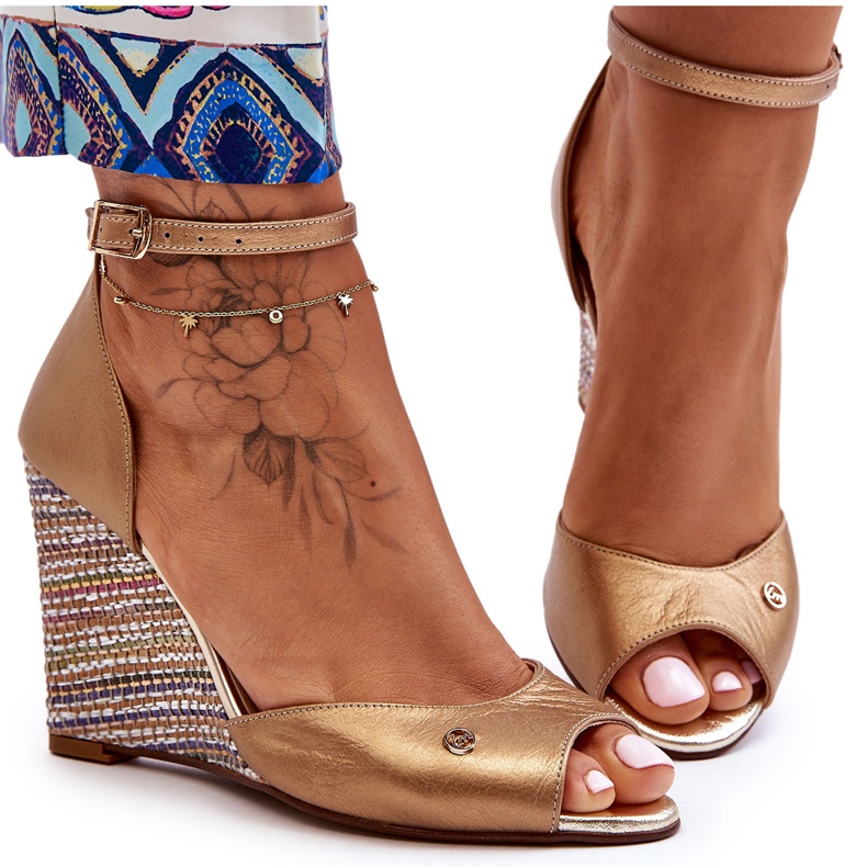 Bőr ékszandál Laura Messi 2603/784 arany aranysárga