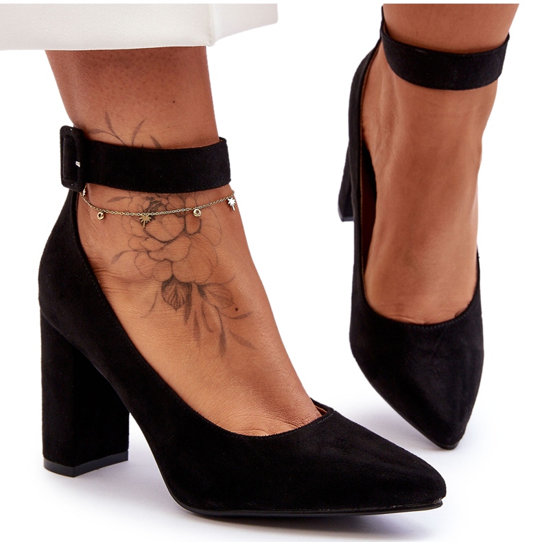 Velúr Elegant Pumps Fekete Gloria