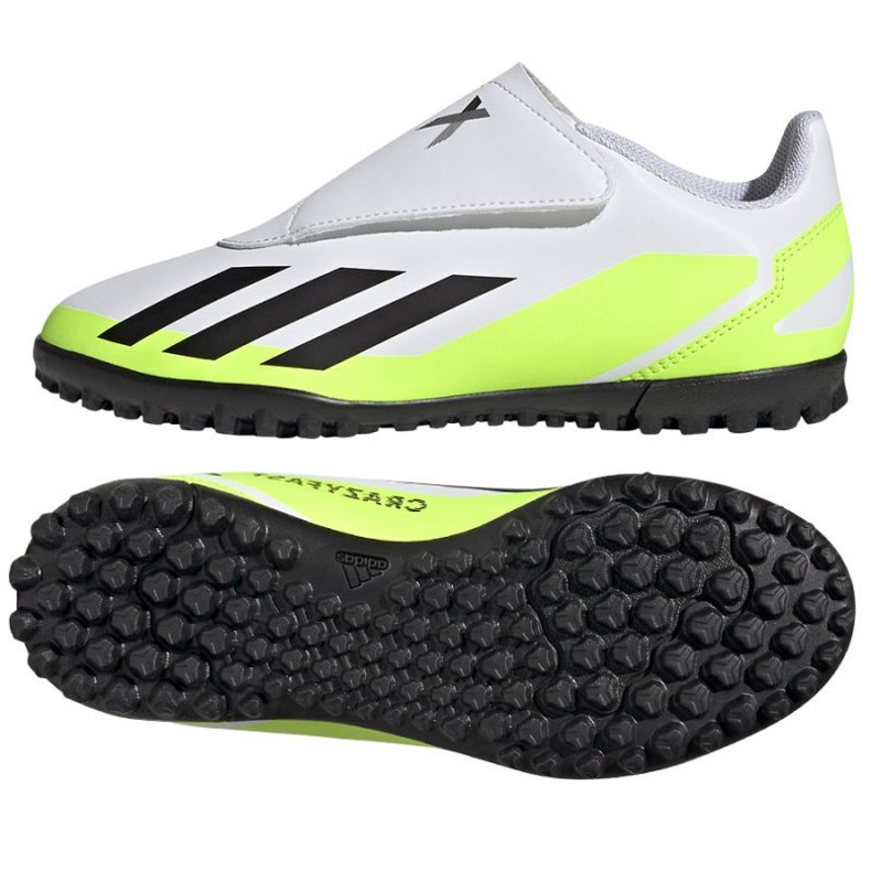 Adidas X Crazyfast.4 Vel Tf Jr IE4060 futballcipő fehér fehér Adidas X Crazyfast.4 Vel Tf Jr IE4060 futballcipő fehér fehér