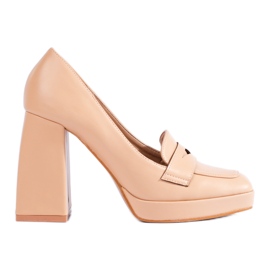 Bézs színű csizma vastag tömbbel a Shelovet-től