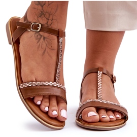 Női barna Penna Cubic cirkónia szandál