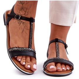 Fekete Penna női cirkónia szandál