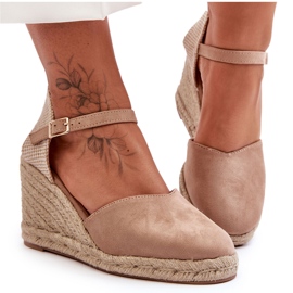 PG1 Suede Wedge Sandals Beige Selfoss bézs