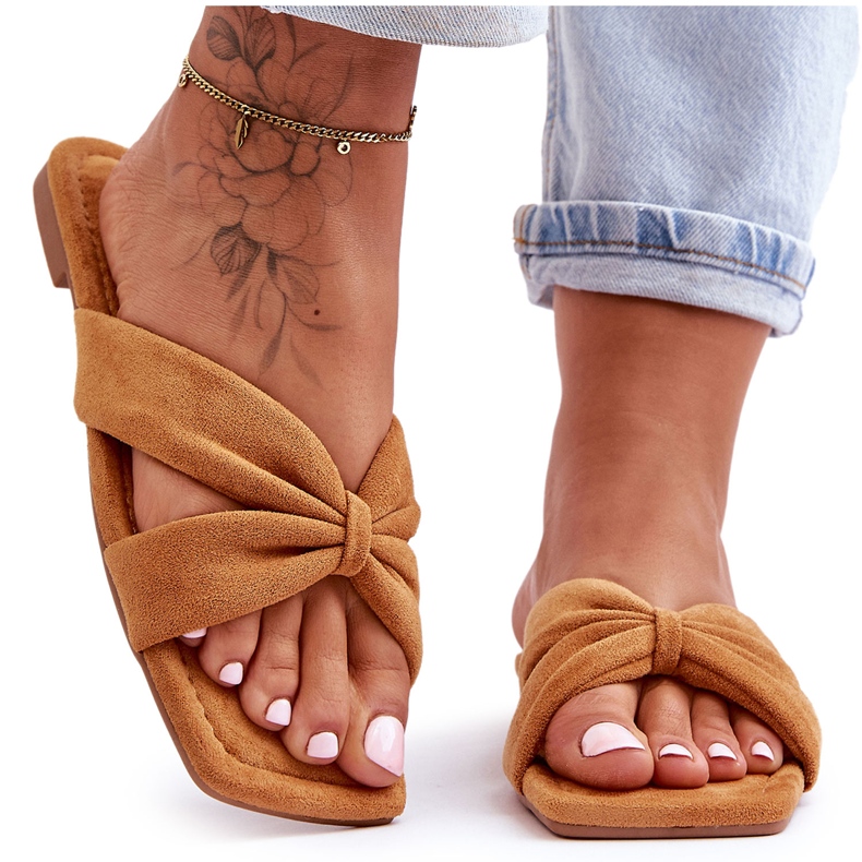 Camel Vanilla Sky női velúr papucs barna