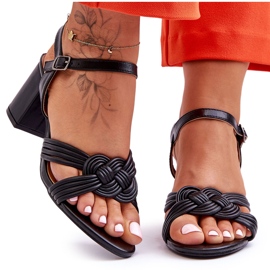 Bőr Szandál Fekete Meriel Sarkú