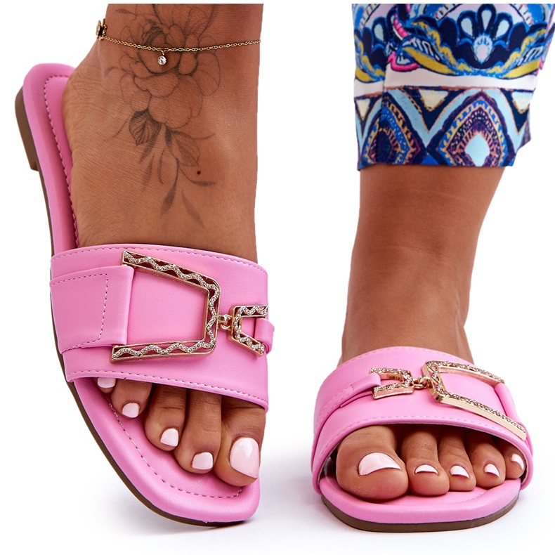 Klasszikus női papucs rózsaszín lenyűgöző díszítéssel