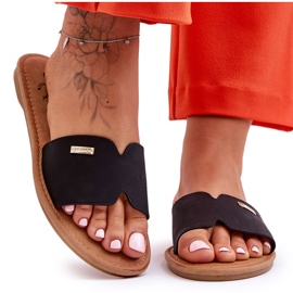 Kényelmes női lapos sarkú fekete koralin