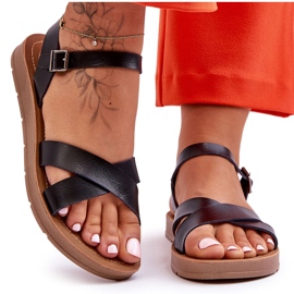 Klasszikus fekete talisma női bőr szandál Klasszikus fekete talisma női bőr szandál