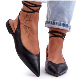 PG1 Női fűzős balerina fekete Lilly Ann