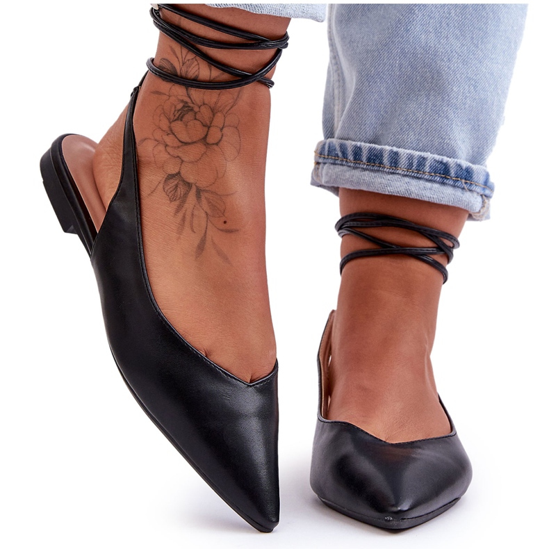 PG1 Női fűzős balerina fekete Lilly Ann