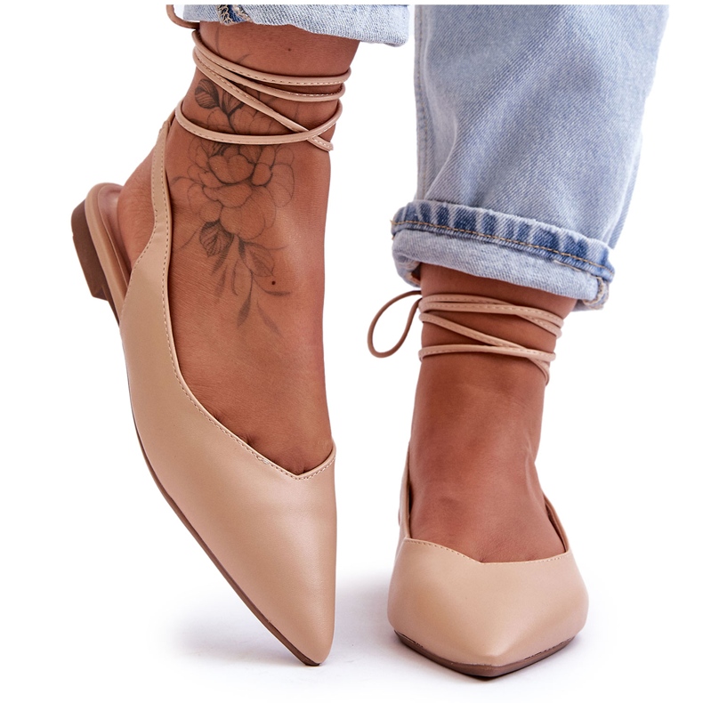 PG1 Női fűzős meztelen Lilly Ann balett lakások bézs