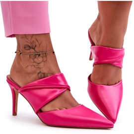 Fuchsia Aveline bőr papucs rózsaszín