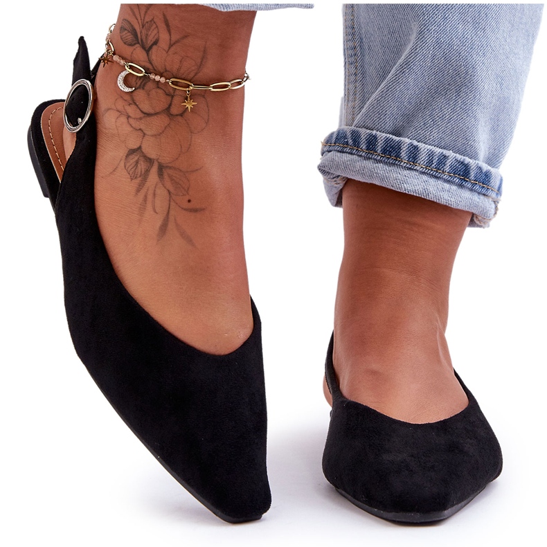 PS1 Kenra női fekete velúr balerinák