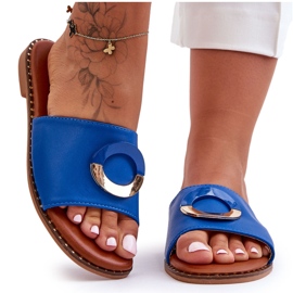 Női kék sherry díszítésű papucs