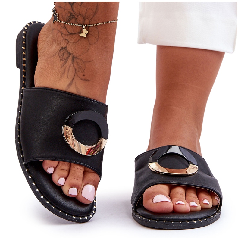 Fekete Sherry díszítésű női papucs