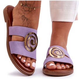 Divatos papucs tükör díszítéssel, lila mély lélegzettel ibolya