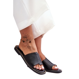 Női fekete Harmony bőr papucs