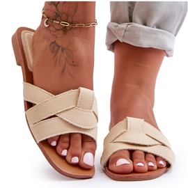 Női Aversa bézs szövet papucs