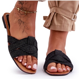 Női fekete Aversa szövet papucs