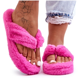 Női szőrpapucs Fukszia Elma papucs rózsaszín