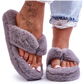 Női szőrpapucs szürke