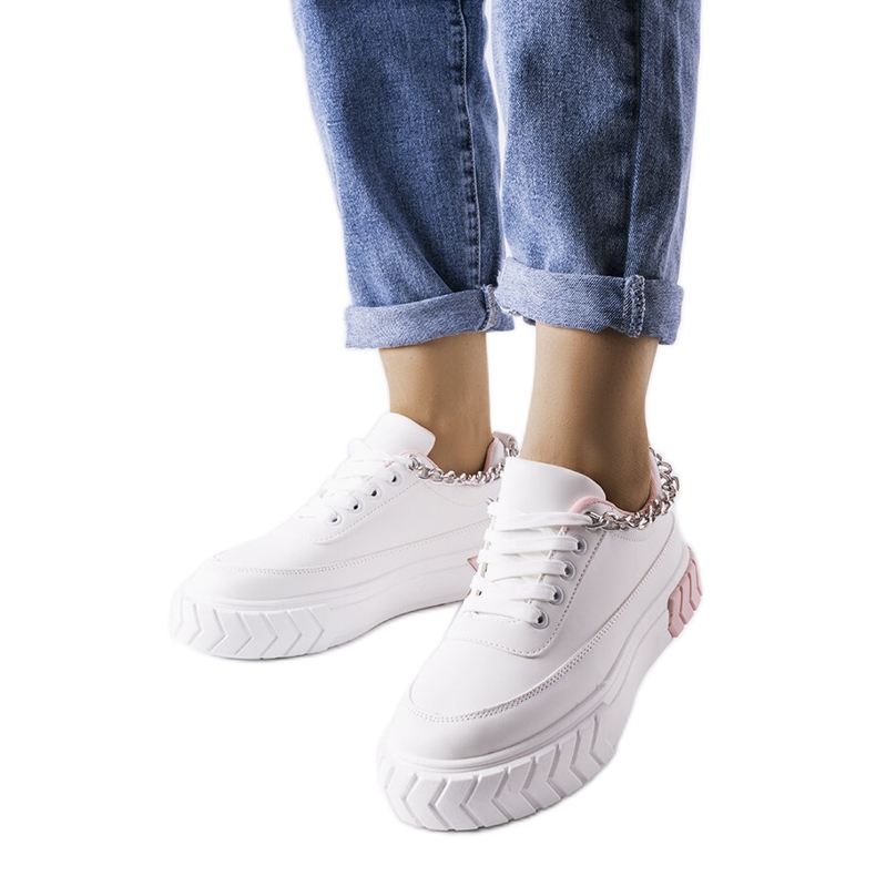 Thilda rózsaszín tornacipő lánccal fehér