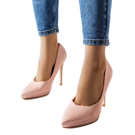 Inna Silje púder rózsaszín szatén magassarkú