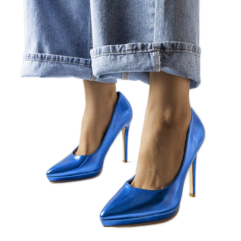 Kristin kék tükörsarkú