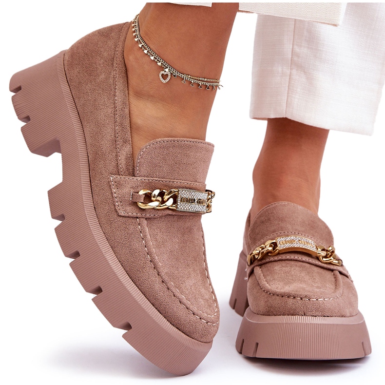 PS1 Klasszikus szarvasbőr cipők vaskos platformon, barna fogj meg!