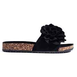 Shelovet fekete parafa szandál virágokkal Shelovet fekete parafa szandál virágokkal