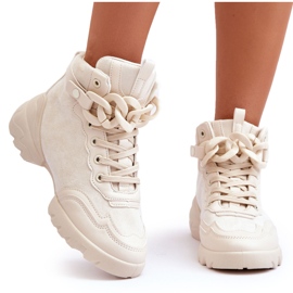 PS1 Női sportcipő Velúr lánccal bézs Tymagio