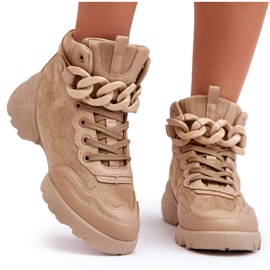 PS1 Női sportcipő Velúr lánccal, sötétbézs színű Tymagio