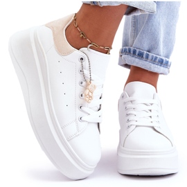 PS1 Női sportcipők hatalmas platformon, fehér és bézs színű Mariell