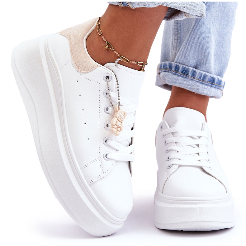 PS1 Női sportcipők hatalmas platformon, fehér és bézs színű Mariell