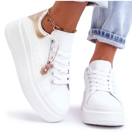 PS1 Női sportcipők hatalmas platformon, fehér és arany Mariell