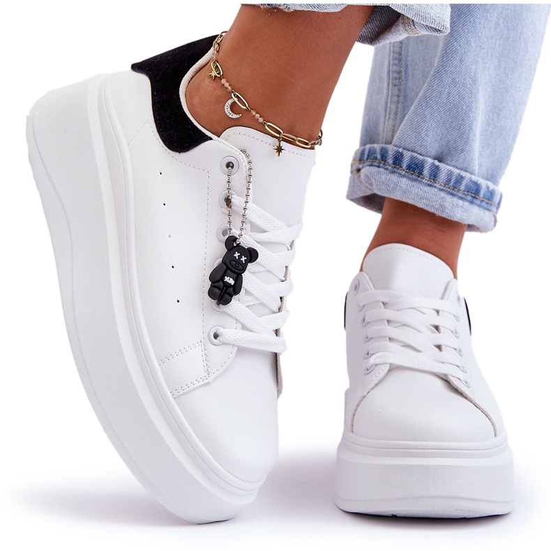 PS1 Női sportcipők hatalmas platformon, fehér és fekete Mariell