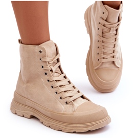 PS1 Női velúr magas tornacipő bézs Eleamia