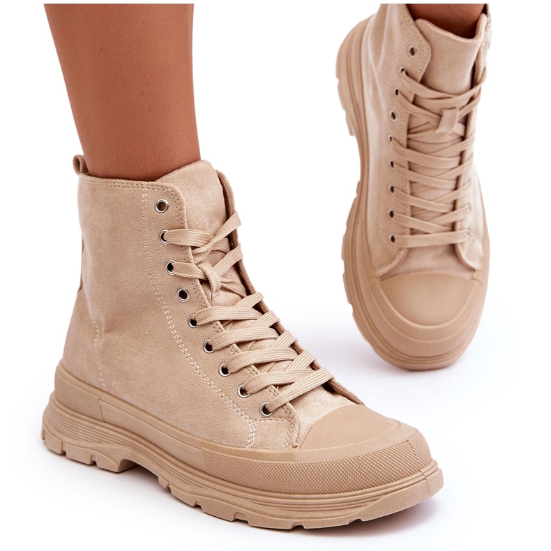 PS1 Női velúr magas tornacipő bézs Eleamia