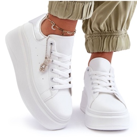 PS1 Női sportcipők hatalmas platformon, fehér és ezüst Mariell