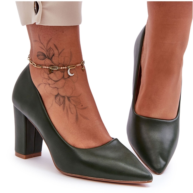 Klasszikus magassarkú pumpák, sötétzöld Odessa
