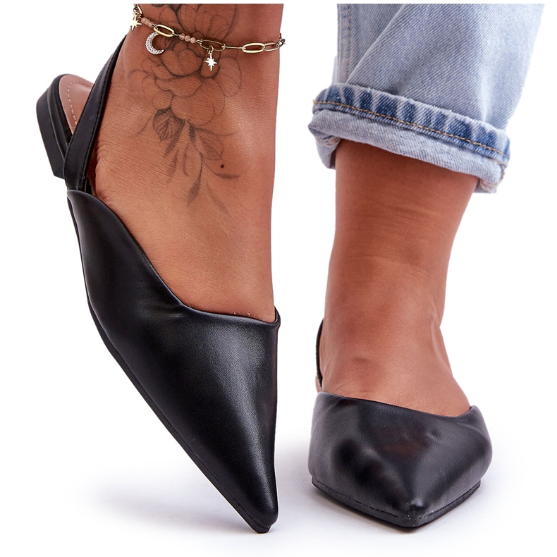 PS1 Női bőr bebújós balerina Black Germes fekete